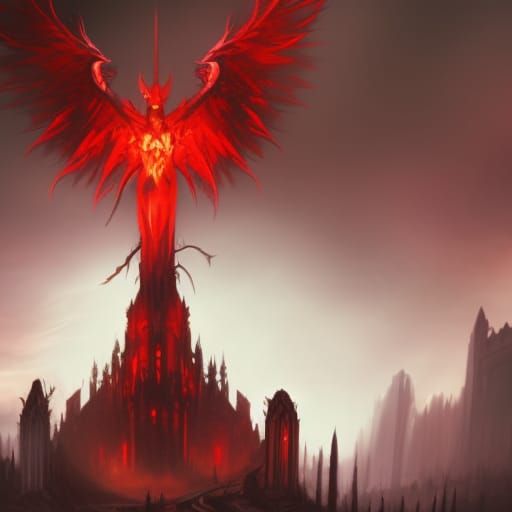 Lucifer Vampire in Dark Fantasy Landscape