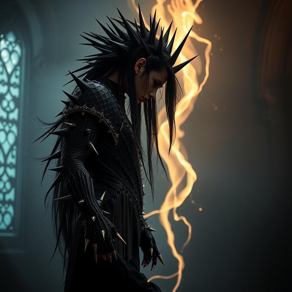 Gothic Spiked Woman Absorbing Dark Tornado