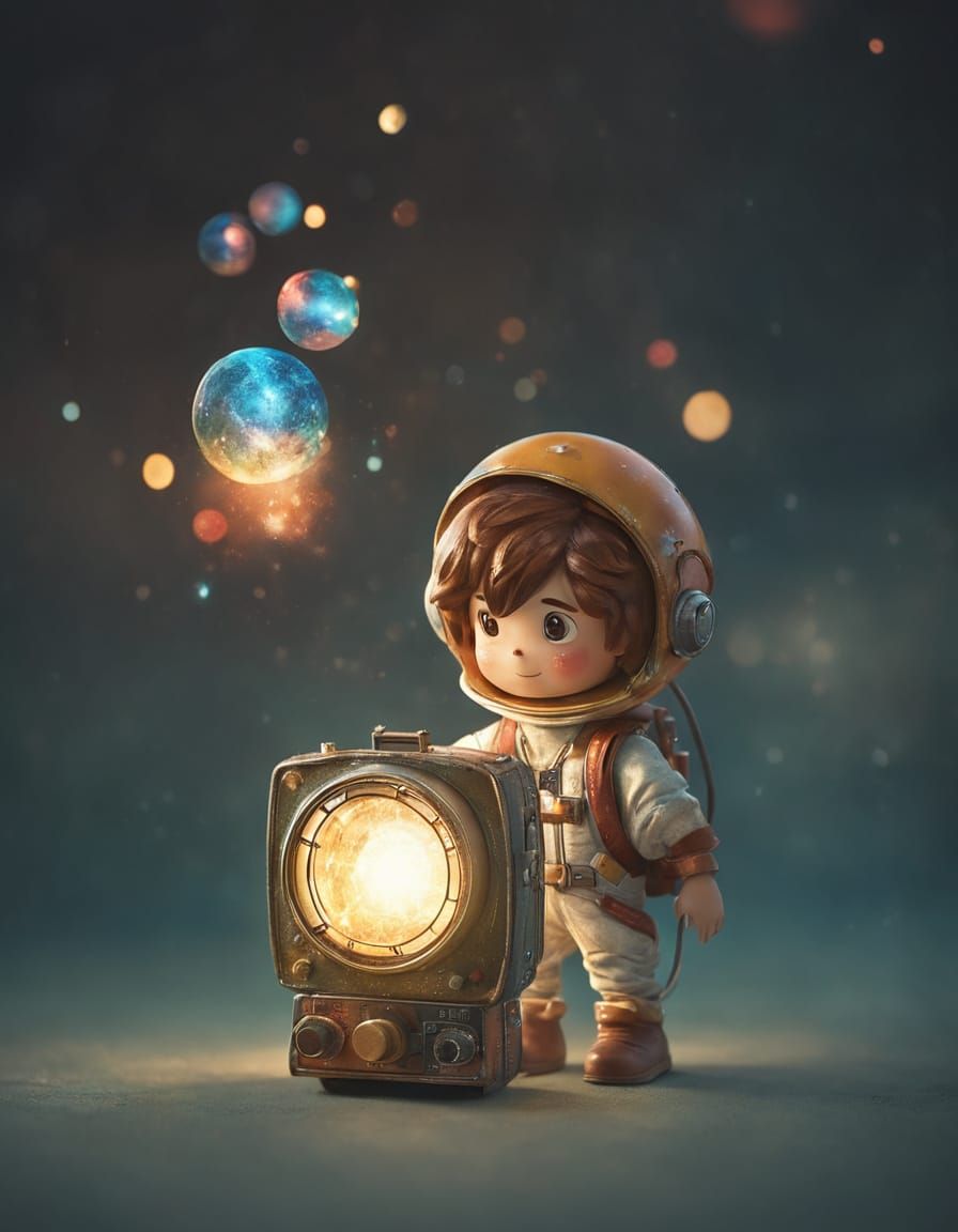 Vintage Cosmic Adventurer in Ethereal Glow