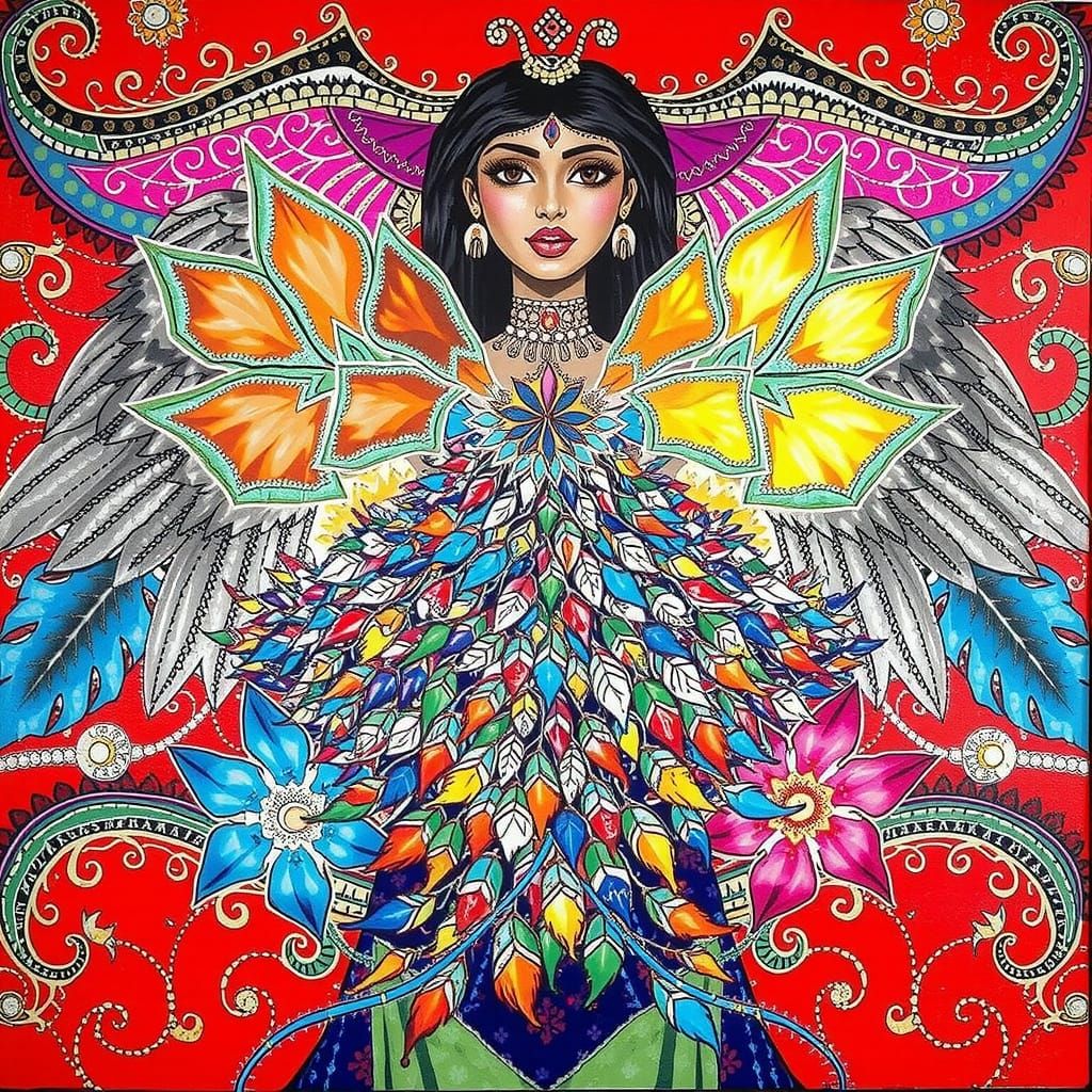 Feathered Woman: A Digital Art Depiction of Courage