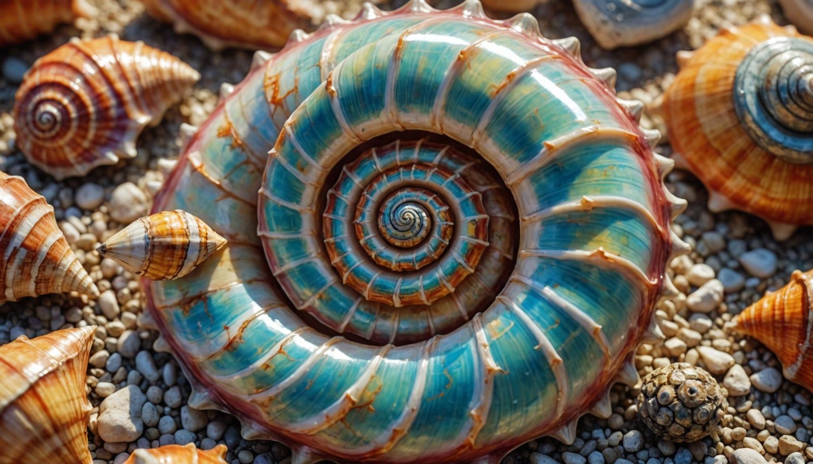 Vibrant Spiral Conch Shell in Hyperrealistic Detail