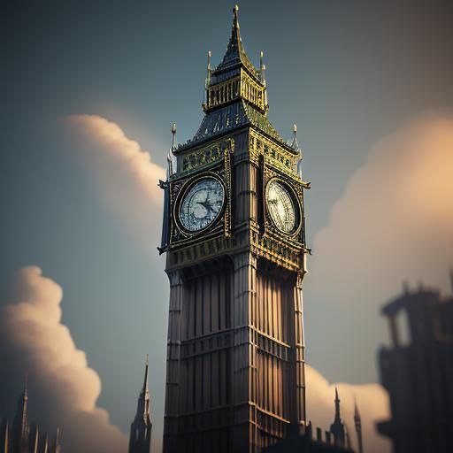 Steampunk Big Ben Clock with Intricate Mech Details