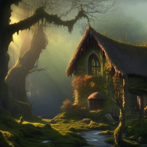 Mossy Gothic Cottage in Enchanted Woodland