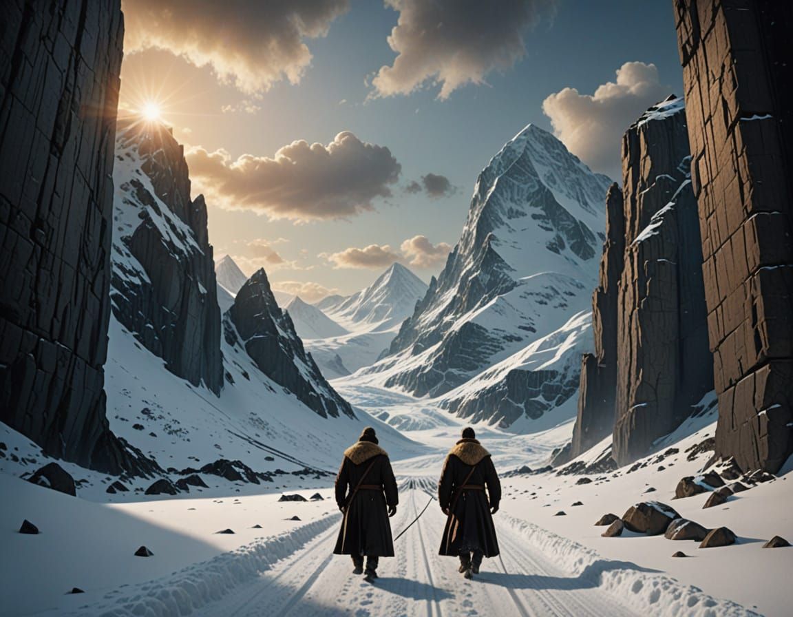 Gigantic Glacier Archway in Cinematic Snowscape