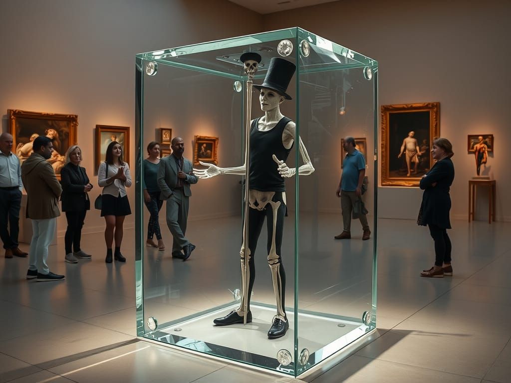 Mime Trapped in Glass Block: Surreal Art