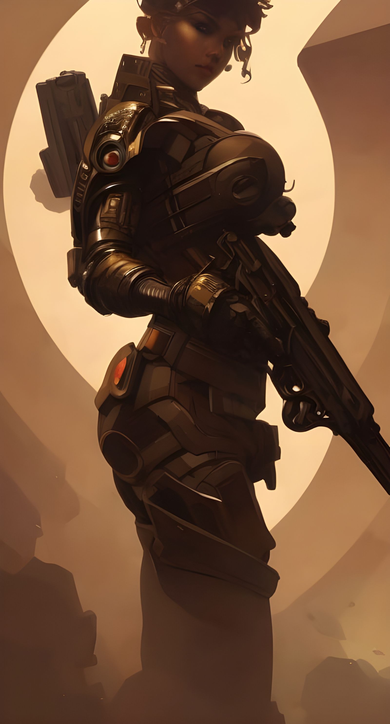 Android Soldier Returns Fire in Anime Style