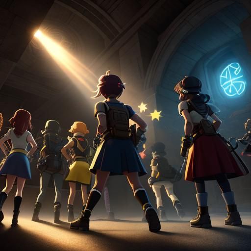 Cartoon Kids Discover Radiant Vault of Mystery