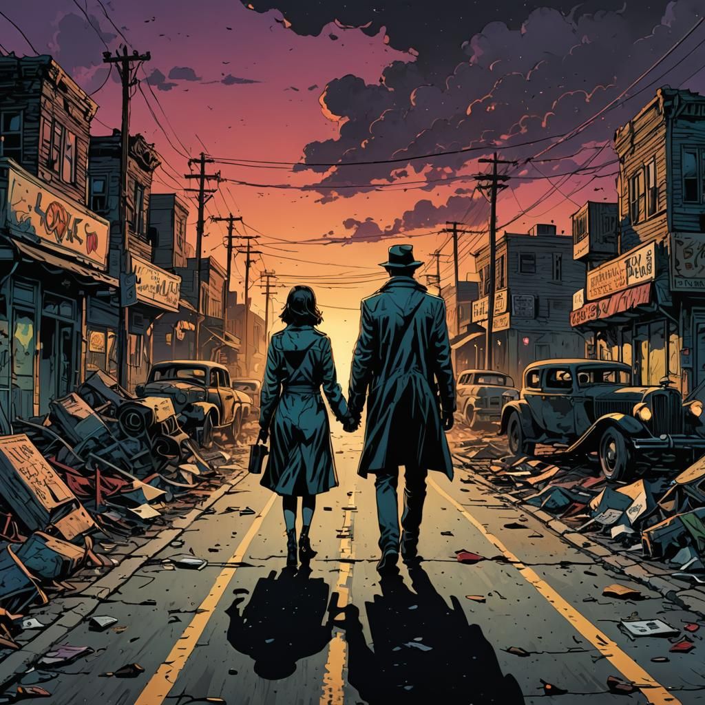 Post-Apocalyptic Noir Comic Art: A Lonely Road