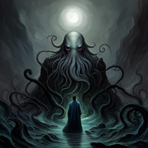 High Gothic Horror Cthulhu God in Doré Style