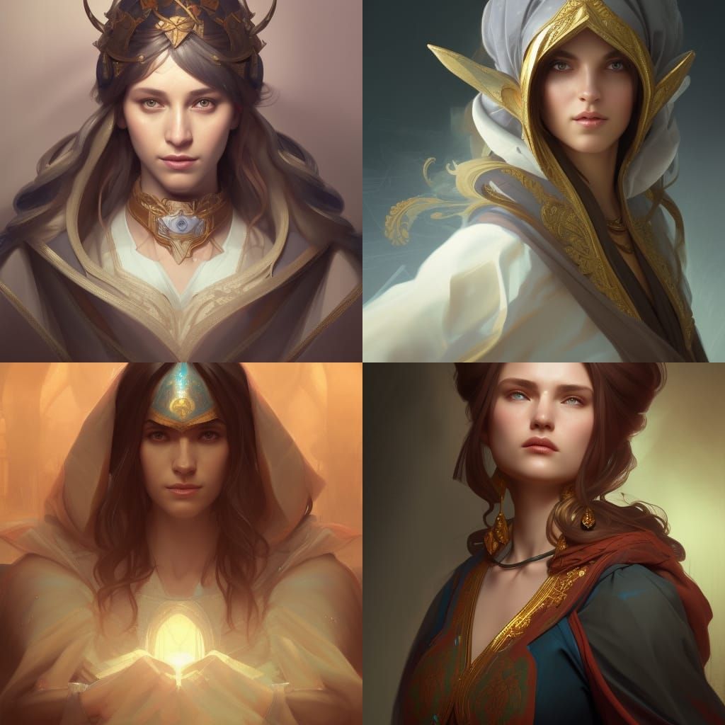 Detailed Portrait of a Female Cleric in Fantasy Style