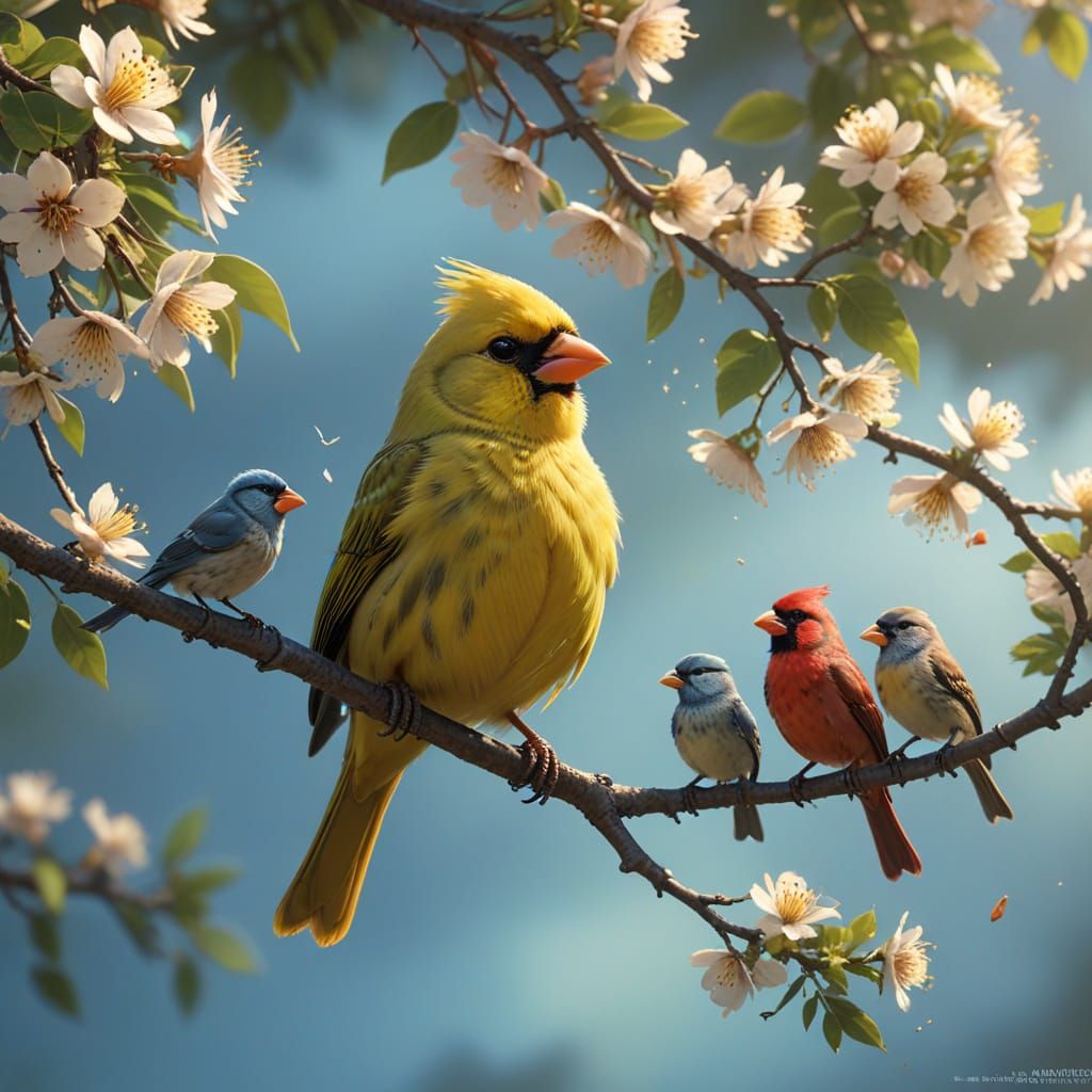 Stunning Digital Art of a Conductor Canary in Full Bloom