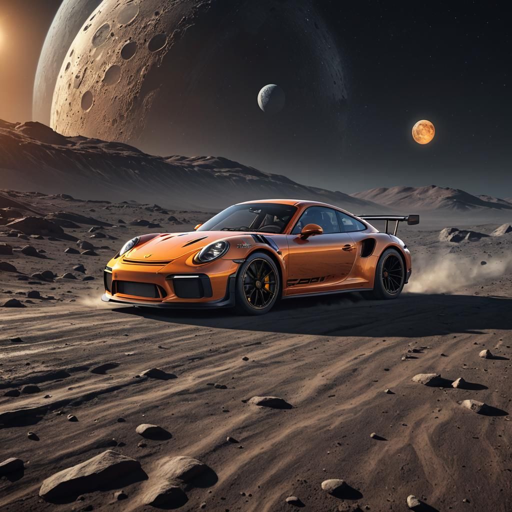 Porsche GT3 RS on the Moon: Digital Concept Art