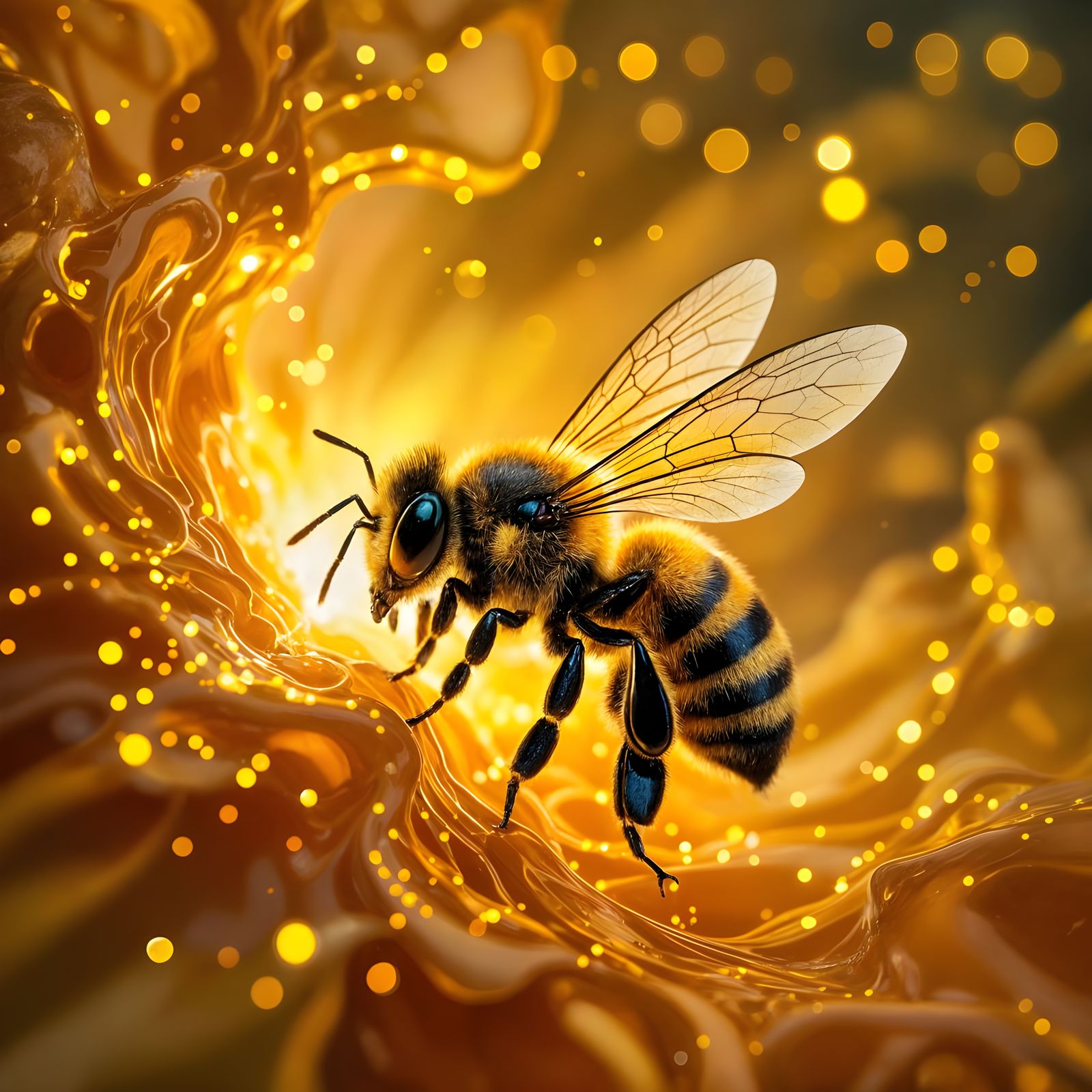Abstract Liquid Honey Bee in Infinite Swirl