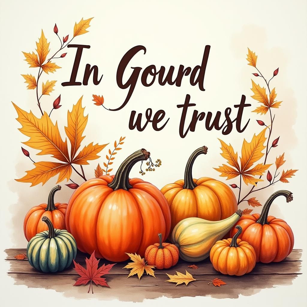 Autumn Still Life with Gourds in Watercolor