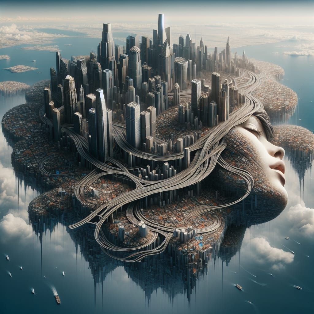 Surreal Cityscape: Woman Made of Metropolis