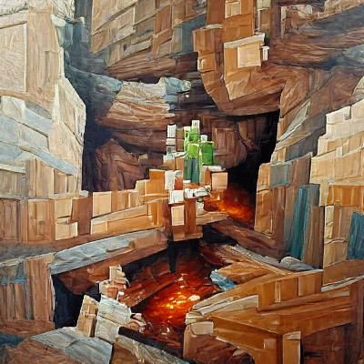 Minecraft Dungeons in Oil Painting Style