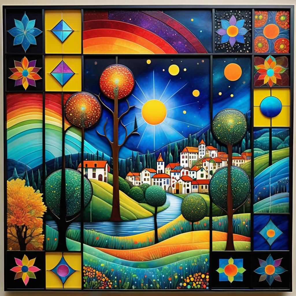 Stained Glass Abstract with Geometric Shapes