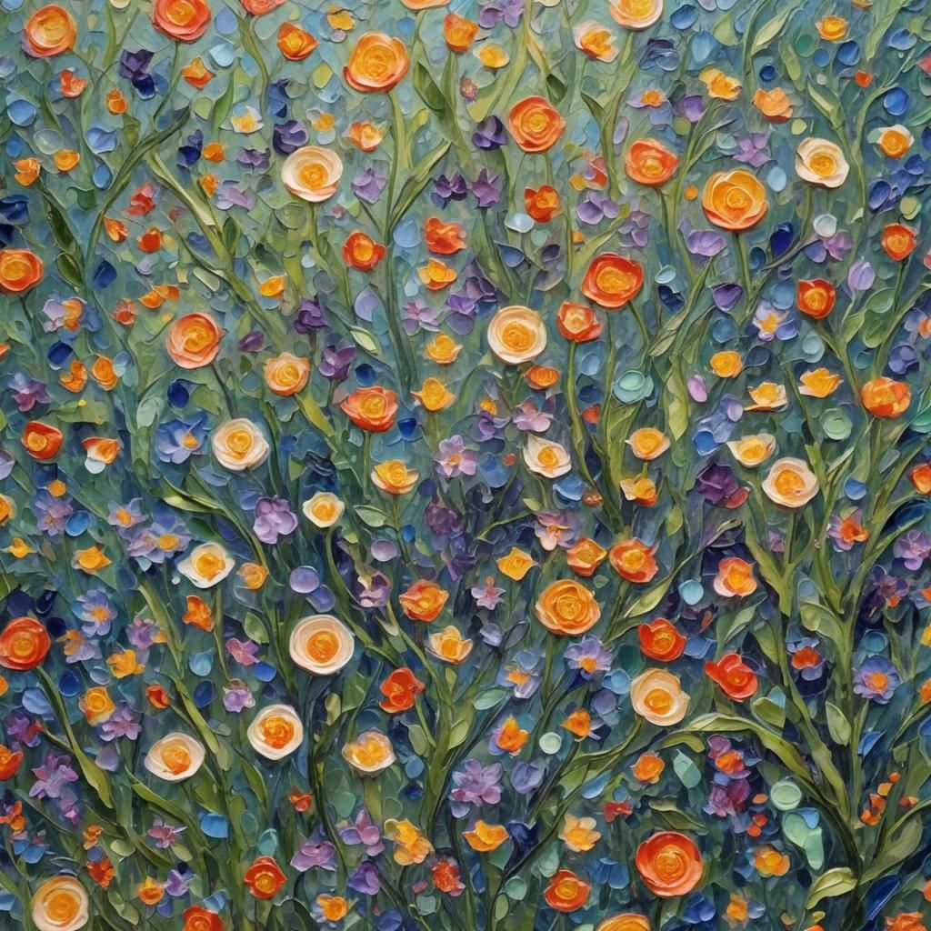 Neo-Impressionist Twilight Scene in Expressionist Oil Painti...