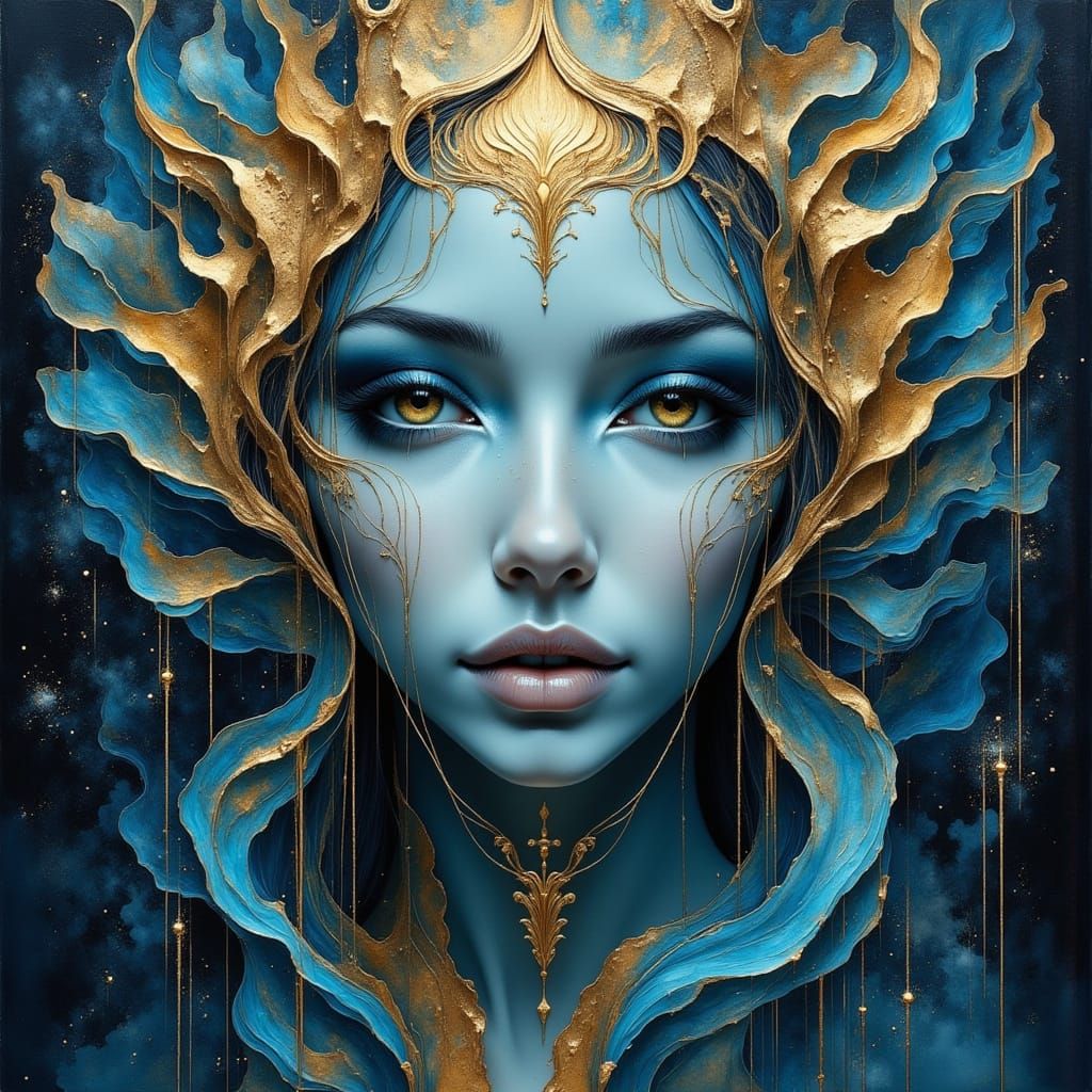 A ethereal cosmic blue woman