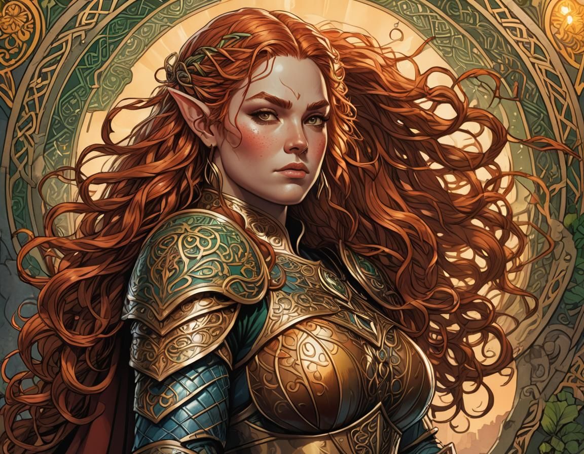 Fantasy Elf in Comic Book Style Armor