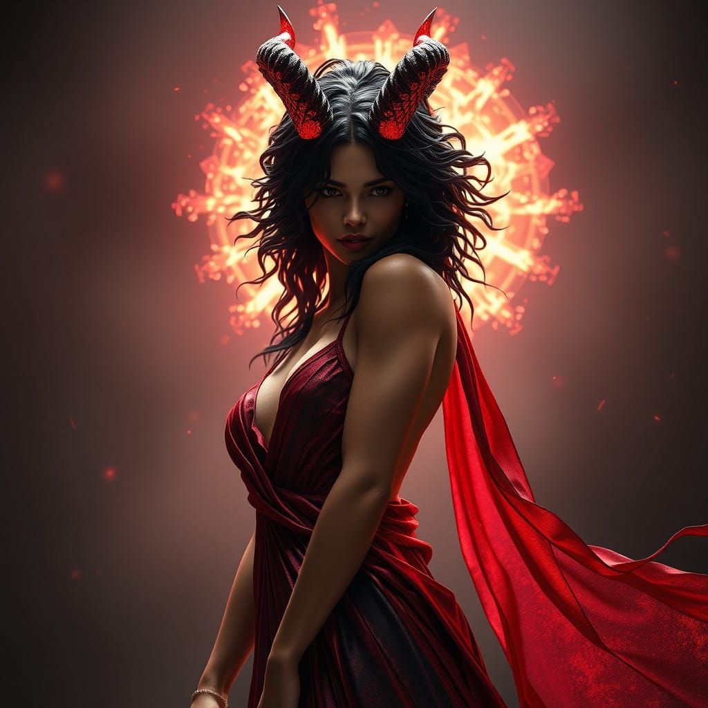 Majestic Dying Lilith Embodied in Radiant Woman