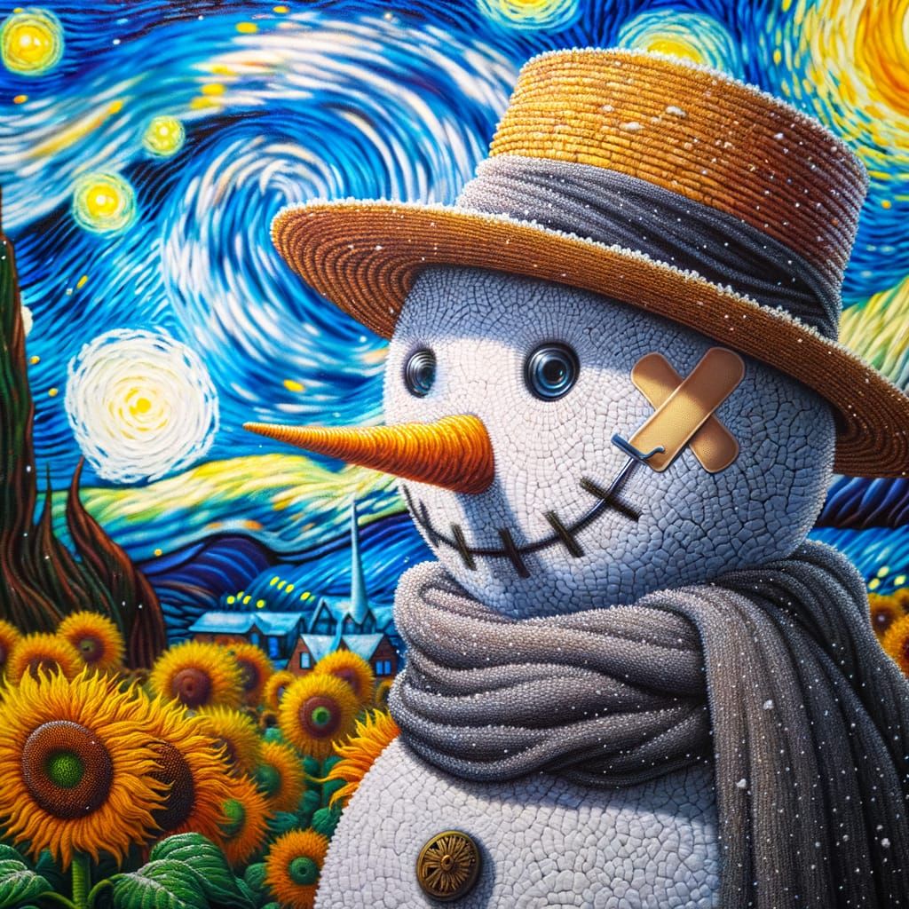 Van Gogh Snowman Oil Painting