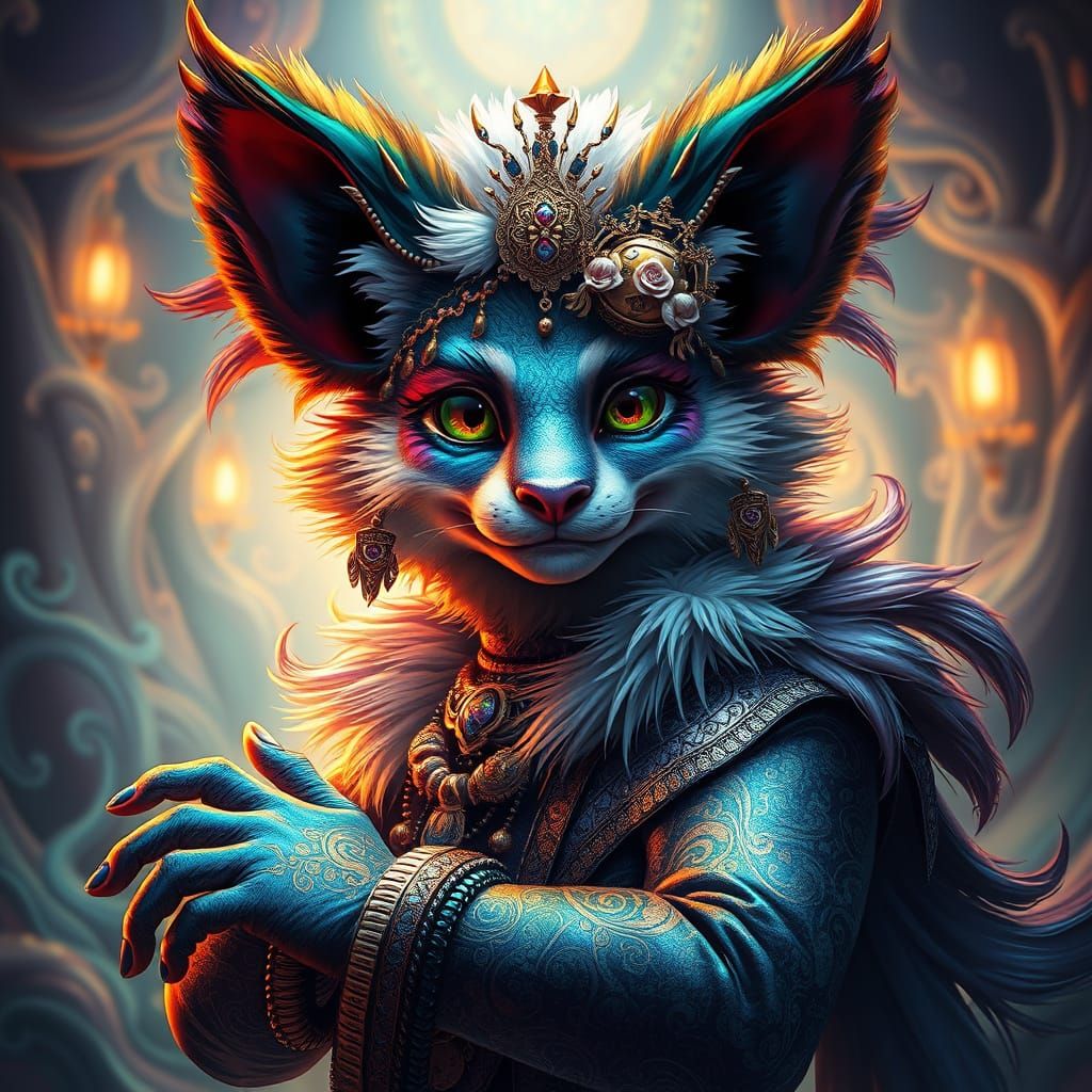 Ethereal Gay Fursona in Vibrant, Dreamlike Realm