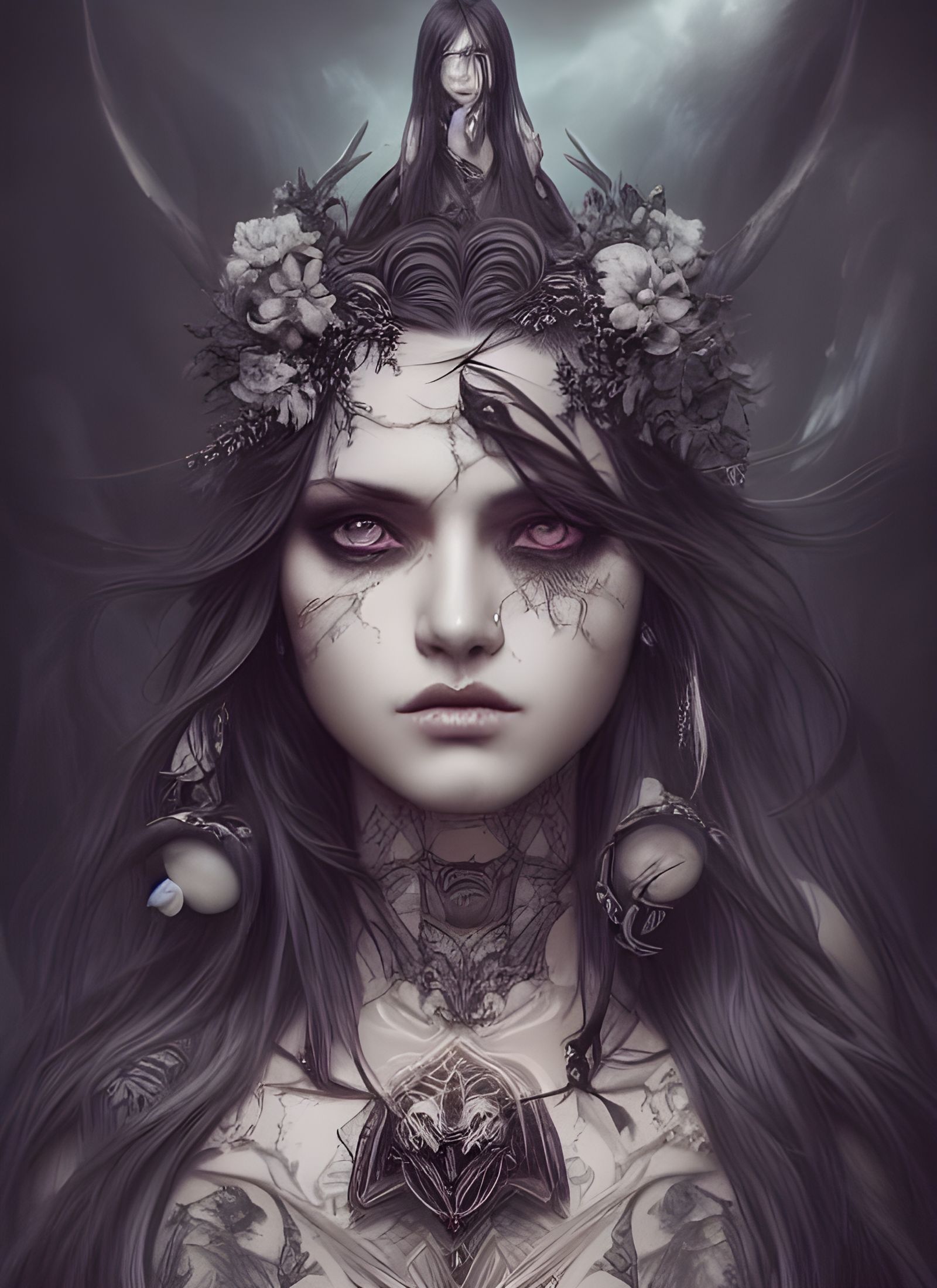 Tattooed Goddess Portrait in Hyper-Realistic Style
