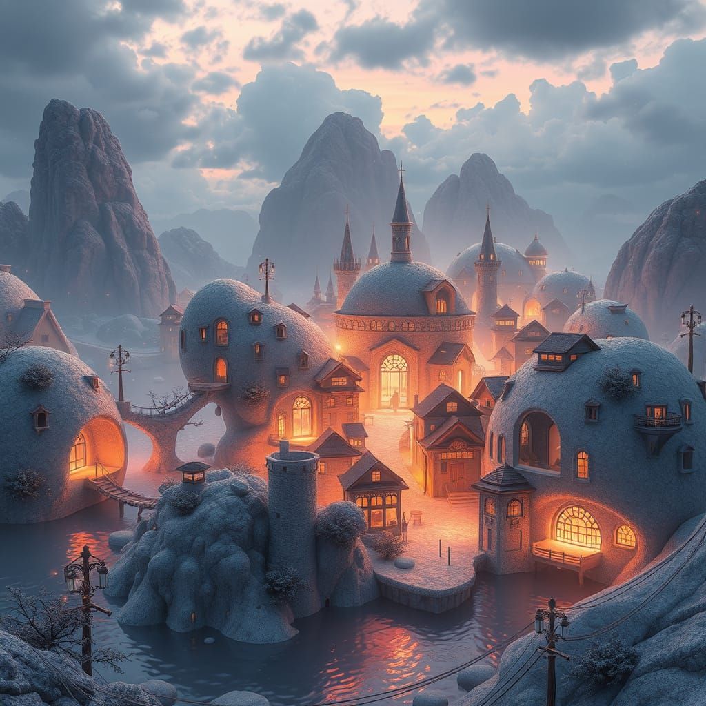 Futuristic Town with Luminous Architecture