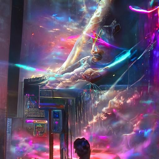 Holographic Portal to Heaven in Cyberpunk Style