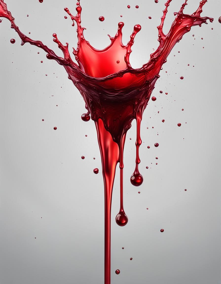 Hyperrealistic Dripping Red Line on Transparent Background
