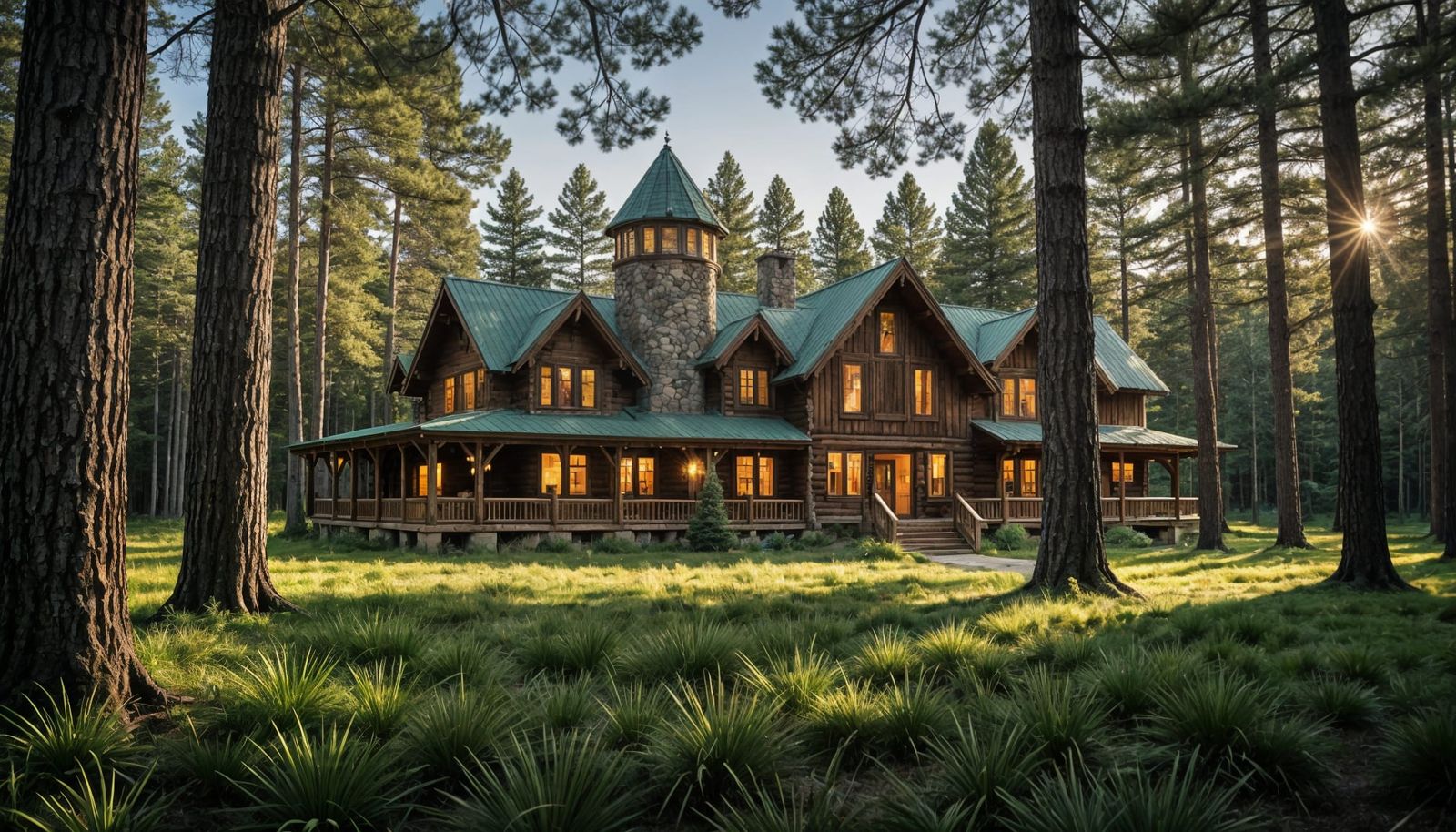 Rustic Castle Lodge Amidst Pine Woods