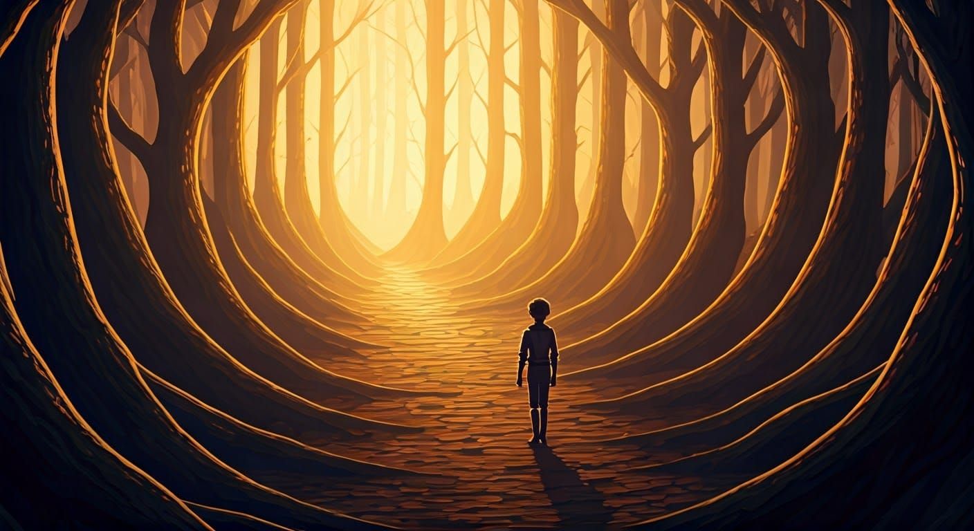 Steampunk Adventurer in Mystical Forest at Golden Hour