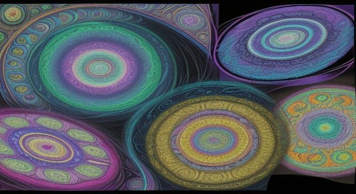 Kaleidoscopic Garden River in Psychedelic Mixed Media Style