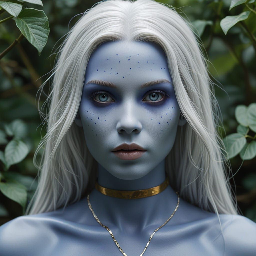 Hyperrealistic Portrait of a Woman in a Lush Jungle