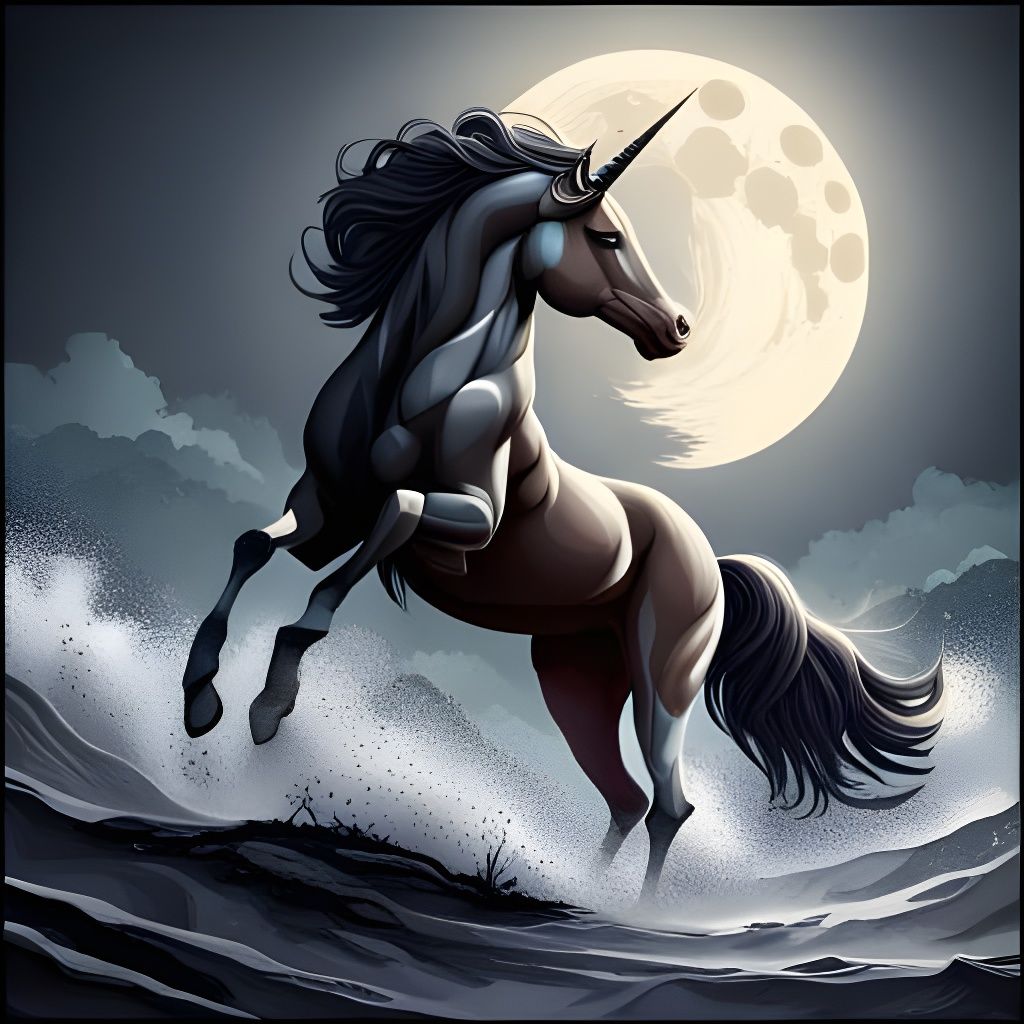 "Dark Unicorn" | centered| key visual| breathtakingly beauti...