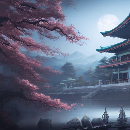 Detailed Japanese Ghost in Matte Painting