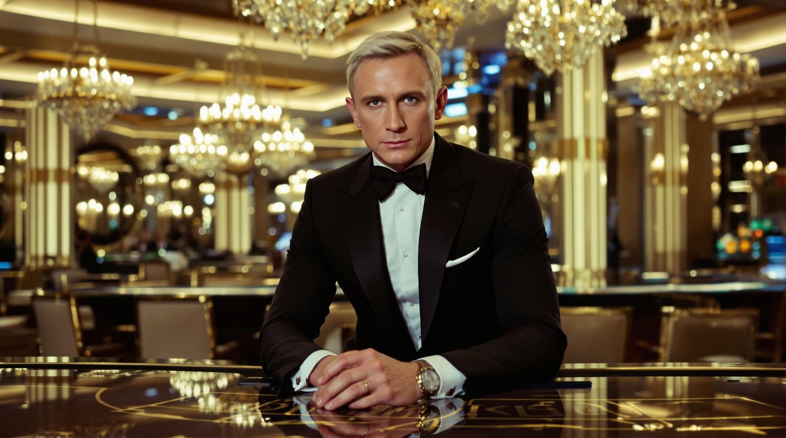 Dashing Blonde Spy in a Casino