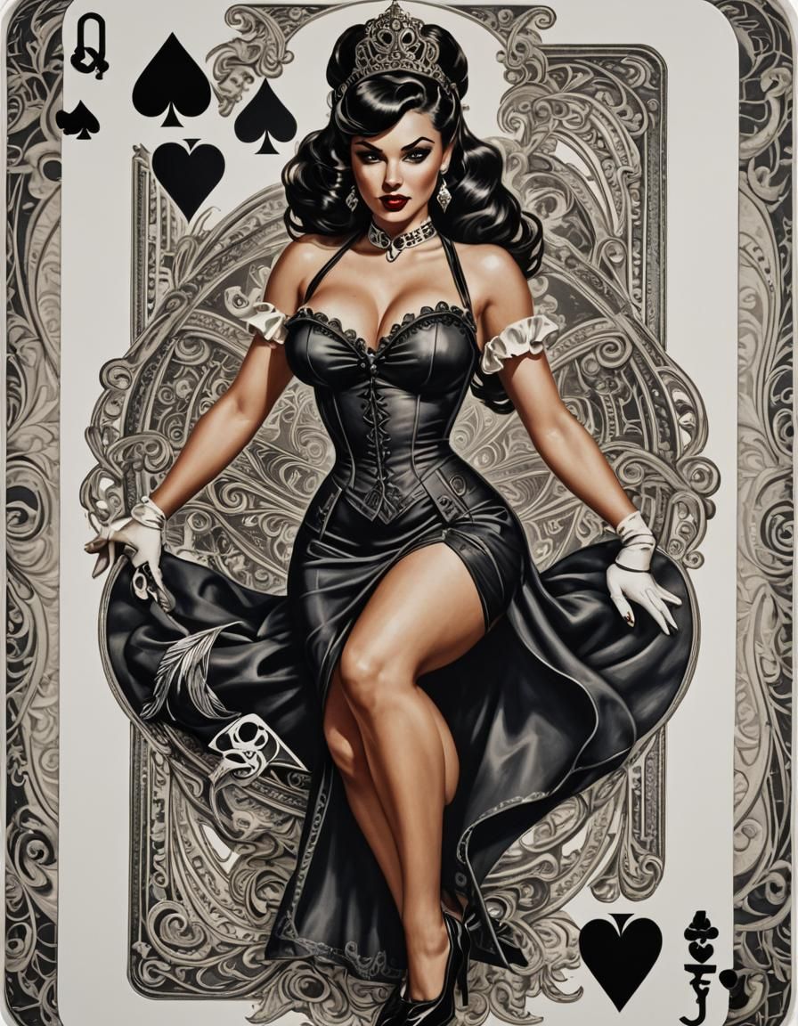 Ace of Spades with Pinup Girl: Hyperrealistic Detail