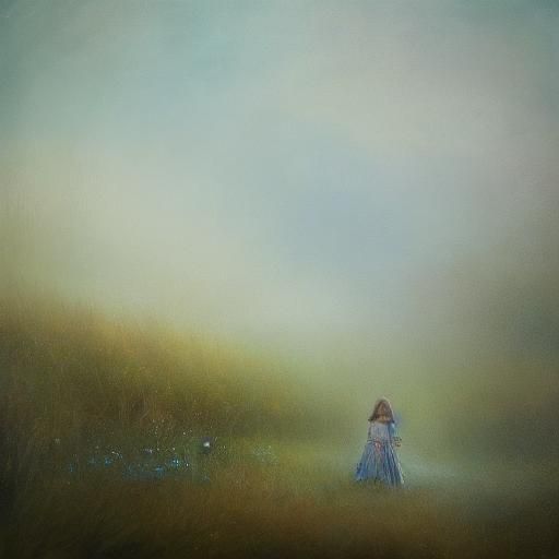 Dreamlike Portrait of Young Girl in Oil Painting Style