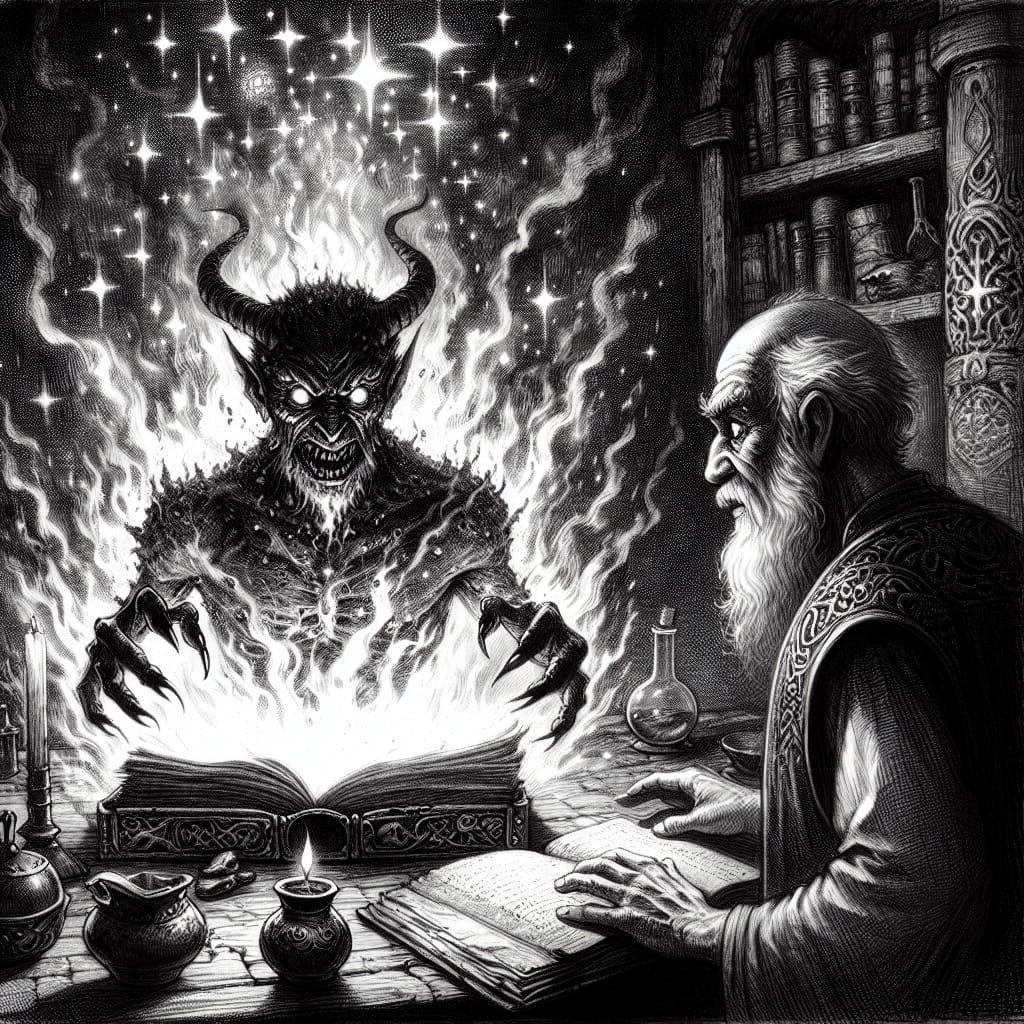 Menacing Demon Emerges in Dark Fantasy Sketch