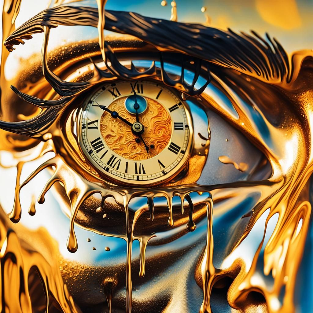 Surreal Melting Face in Dreamlike Oil Painting