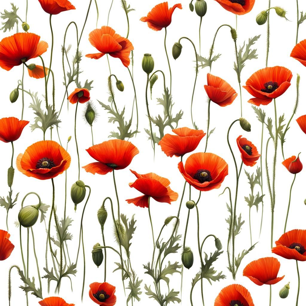 Sinister Poppies Against White Background
