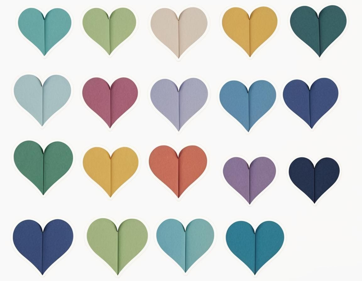 3D Kirigami Hearts in Expressionist Airbrush Style