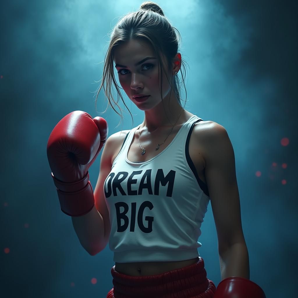 Fierce Female Boxer in Detailed Matte Painting