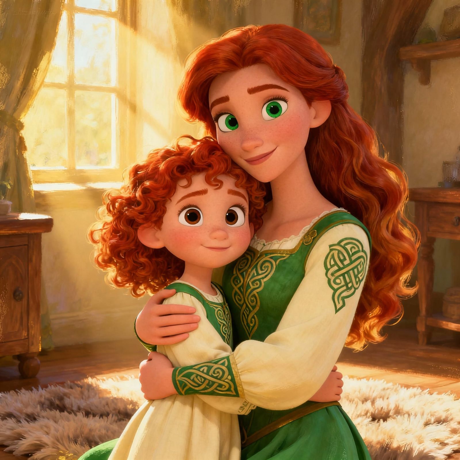 Irish Mother and Daughter in Warm Family Scene