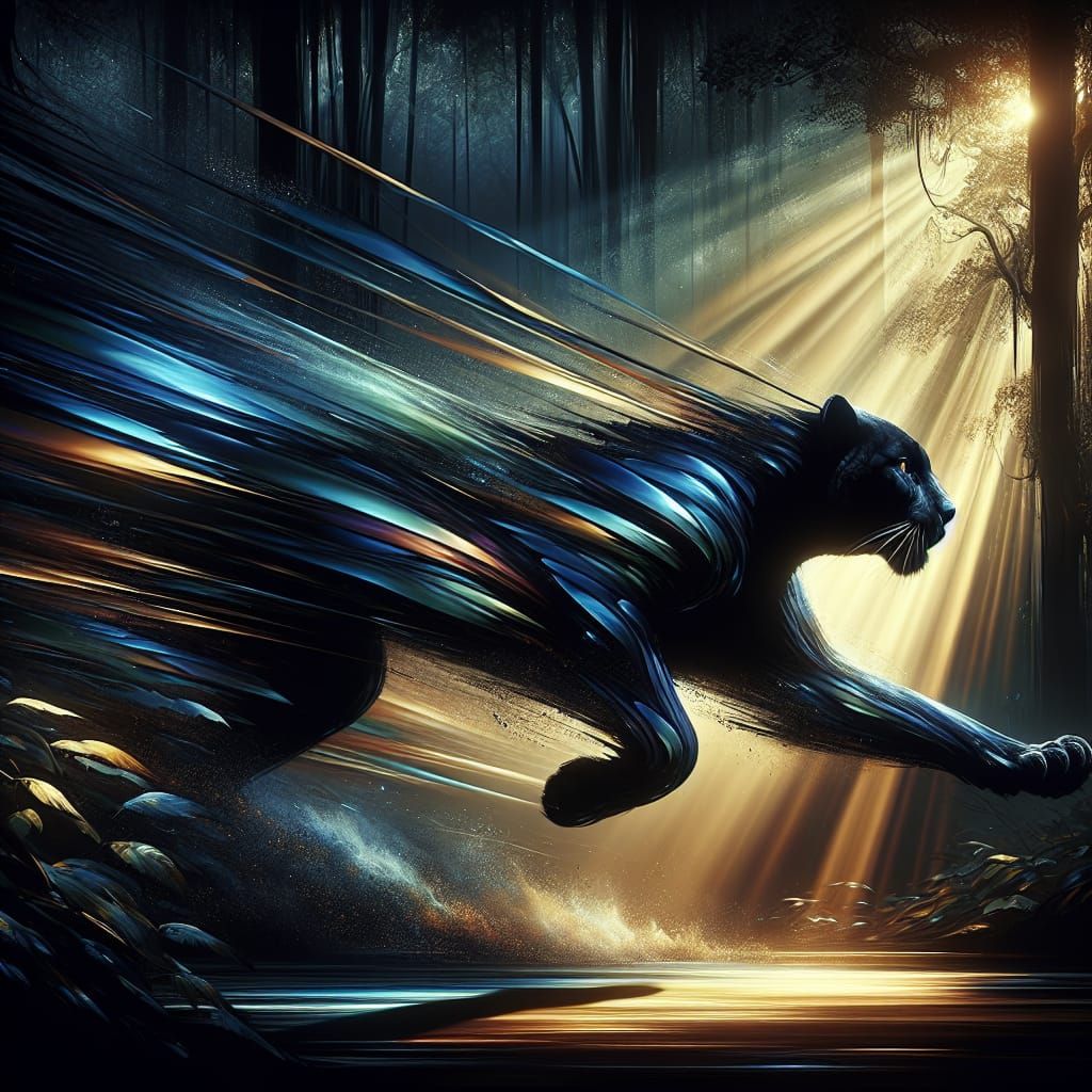 Panther Emerges from Jungle with Radiant Glaze Effect