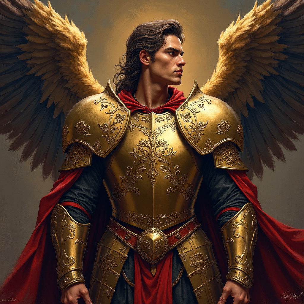 Winged Paladin in Baroque Style with Rich Colors