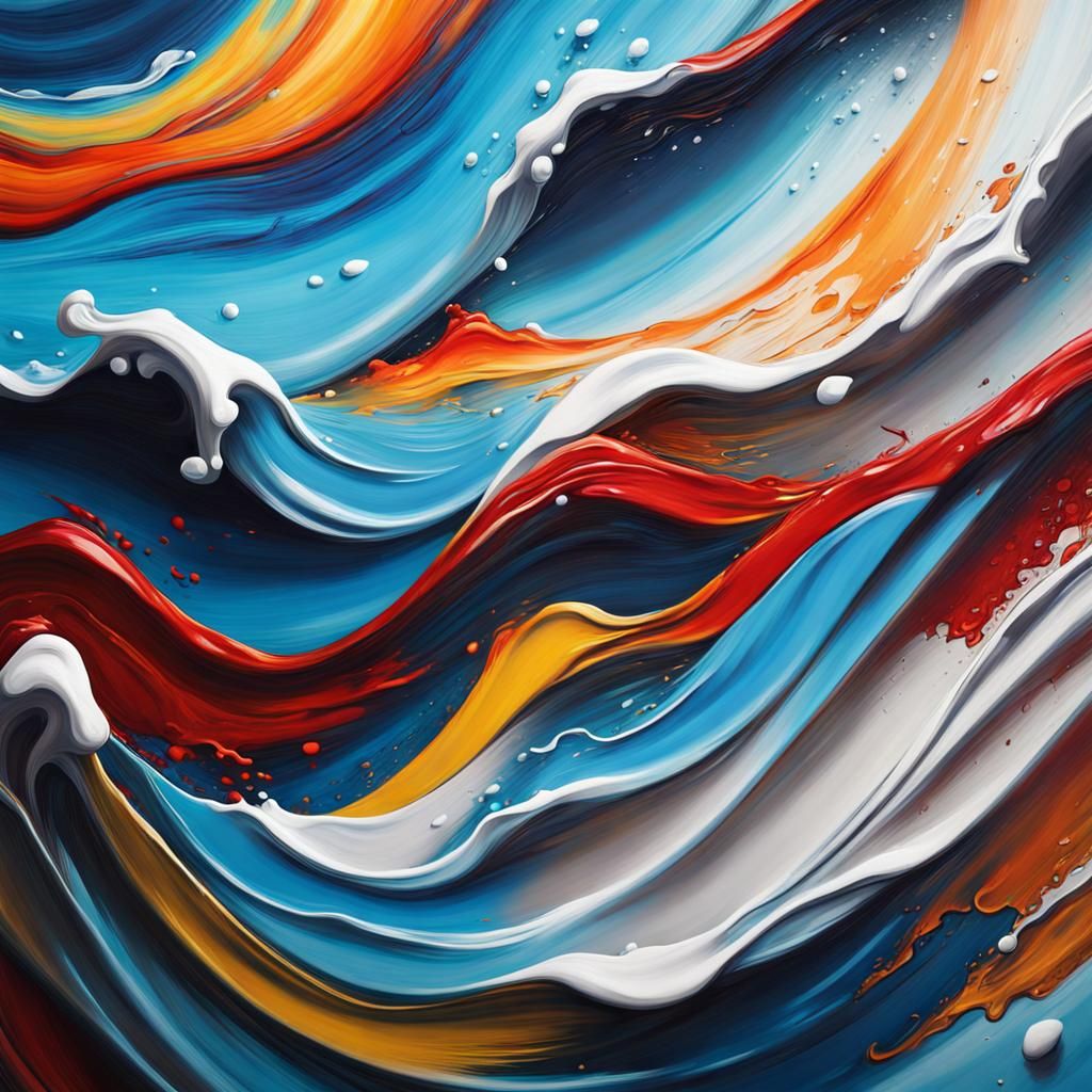 Abstract 3D Ocean Wave Graffiti Art Painting