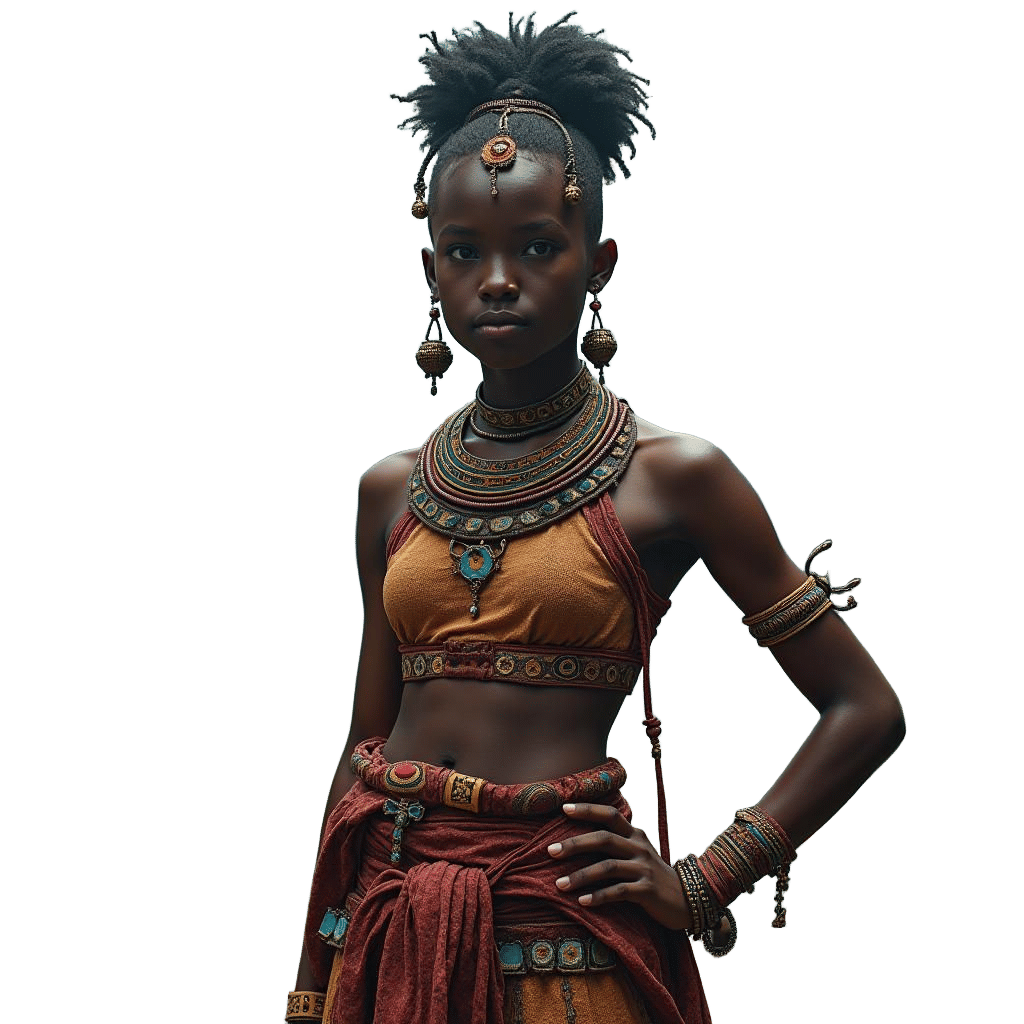 Fantastical African Teen Model in Detailed Matte Painting